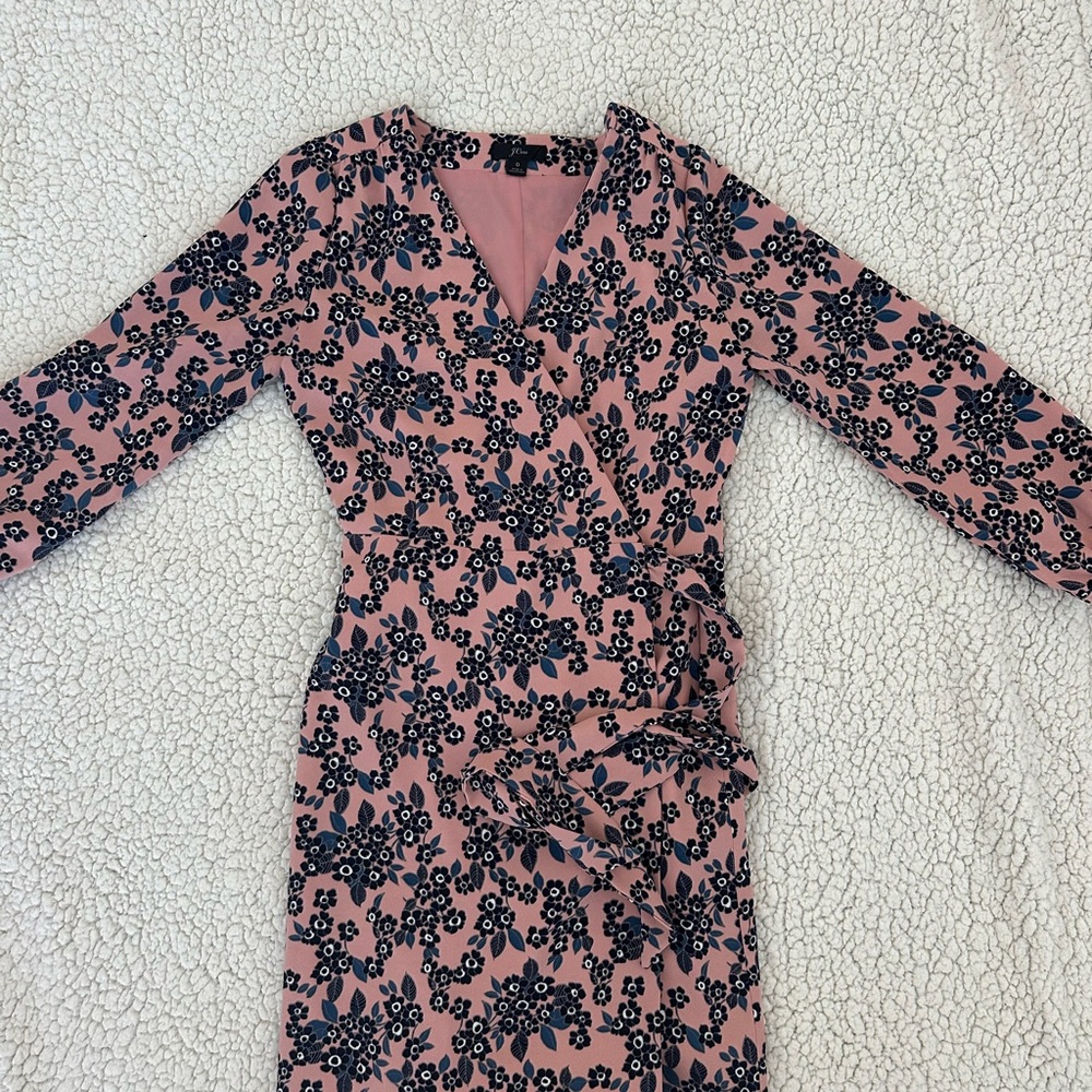 J.Crew Floral Wrap Dress – Burgundy & Blush – Size 0